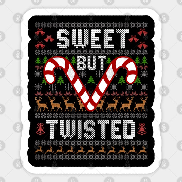 Sweet But Twisted Ugly Christmas Sweater Candy Cane Sticker by alcoshirts